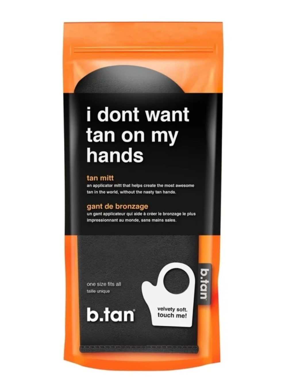 b.tan Velvet Self-Tan Mitt - Black/Orange - brand new